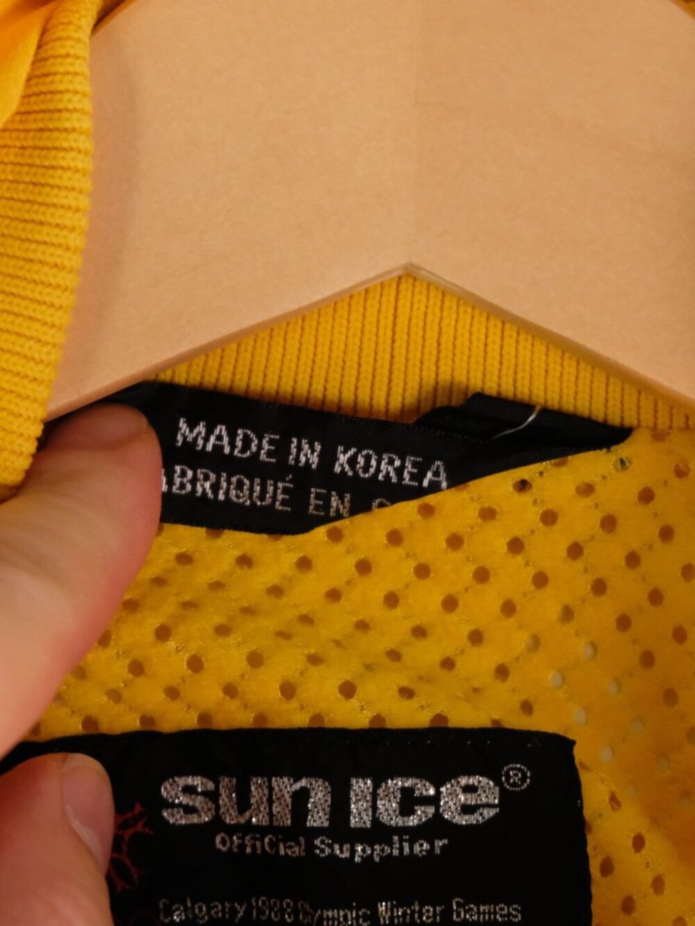Vintage Sunice Jacket Mens Medium Yellow Blue Full Zip Calgary Olympics 1988 - Picture 10 of 12